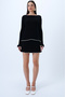 Women's Black Boat Neck Ruffle Detailed Knitwear Skirt and Blouse Set Alc-X14287 - 3