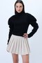 Women's Black Turtleneck Princess Sleeve Knitwear Sweater Alc-X14291 - 4