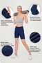 Women's Navy Blue High Waist Smoothing Double Pocket Biker Shorts Short Sports Tights - 3