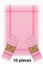 100% Cotton Fuchsia, Pink Colored Gingham 10 Pieces Drying Cloth, Nutrition Cover, Service Napkin 40X60