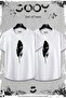 White Set of 2 Feather Printed Slim Fit Oval Cut T-shirt