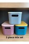 3 Pieces 6.2 Lt Storage Mix Color Cabinet Organizer Box with Lid - Clothing Sock Storage Container - 2