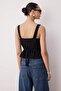 Black Fitted Back Tie Strap Woven Blouse Twoss25Bz00553 - 4