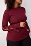 Bordo Vücudu Saran İnce Triko Bluz TBBAW24AF00021 - 3
