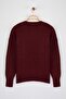 Wardrobe Essentials Bordo Yünlü Premium İplik Basic Geniş Kalıp Triko Kazak | TWOAW26KZ00065 - 6