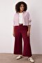Özel Koleksiyon Bordo Wide Leg Premium Kemerli Büyük Beden Pantolon TBBAW26AR00001 - 2