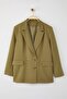 Haki Oversize/Bol Kesim Astarlı Düğmeli Dokuma Büyük Beden Blazer Ceket TBBAW26AG00006 - 5