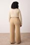 Vizon Wide Leg/Geniş Paça Dokuma Büyük Beden Kumaş Pantolon TBBAW23AR00007 - 4