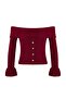 Bordo Fitted/Vücuda Oturan Carmen Yaka Fitilli Triko Kazak TWOAW26KZ00010 - 5