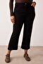 Solmayan Siyah Yüksek Bel Esnek Kısa Paça Culotte Fit Büyük Beden Jeans TBBSS23AR00014 - 4