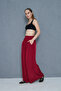 Women's Elastic Waist Pocketed Wide-Leg Casual Oversized Soft-Textured Comfortable Claret Red Trousers 700-3391341 - 6