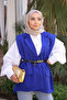 Cobalt Blue Waist Belted Vest - 2