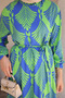 Green Patterned Skirt Layered Viscon Dress - 7
