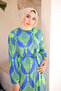 Green Patterned Skirt Layered Viscon Dress - 4