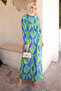 Green Patterned Skirt Layered Viscon Dress - 2