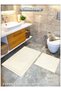 Cotton Woven Water-Absorbent Bathroom Mat Set, Bathroom Rug, Victoria 2-Piece Toilet Set 60x100-60x50 CREAM - 2