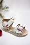 White Ice Cream Patterned Velcro Girls' Sandals