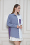 Women's White Gray Purple Color Detailed Long Sleeve Drapey Tunic Shirt 3071264 - 5