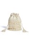Channel Hand Embellished Fringe Bucket Bag in Cream