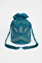 Beatrice Hand Embellished Bucket Bag in Teal