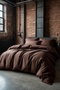 – 100% Cotton Double Duvet Cover Set | Coffee