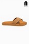 Daily Women's Nut Straw Cross Band Soft Stitched Sole Lightweight Summer Comfortable Slippers 065 - 7