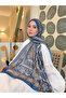 Ethnic Pattern Cotton Shawl Blue Ps22 - 4