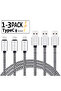 كابل USB Type C بطول 2 متر، سلك شاحن بطارية سريع الشحن 2.4 أمبير، كابل بيانات من النايلون المنسوج، للهاتف المحمول