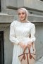 Women's Baby Collar Lace Detailed Hijab Dress Ecru - 7