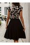 Women's Short-Sleeve Ruffle-Sleeve Mini Belted Flared Crepe Dress, Summer Elegant Dress - 3