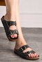 Daily Women's Black Slippers Double Buckle Bead Detailed Soft Orthopedic Cork Sole Shoes 114 - 2