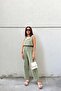 Khaki Imported Muslin Fabric, Elastic Waist, Pocket Comfortable Fit Trousers - Suitable for Hijab - 4