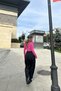 Women's Black High Waist, Pocket, Elastic Waist, Loose Gabardine Trousers - 3