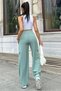Women's Mint Elastic Waist, Cargo Pockets, Wide Leg Kupra Fabric Palazzo Pants - Suitable for Hijab - 3