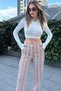 Women's Brick & Ecru Striped, High Waist, Classic Cut, Pipe Leg Trousers - 3