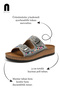 Daily Women's Platinum Slippers Double Buckle Stone Bead Detailed Stitched Orthopedic Cork Sole 34155 - 5