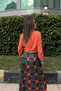 Orange Elastic Waist, Pocket, Spanish / Wide Leg Special Fabric, Comfortable Fit Trousers - Suitable for Hijab - 4