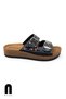 Daily Women's Black Slippers Double Buckle Stone Bead Detailed Stitched Orthopedic Cork Sole 34155 - 7