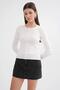 6931 Women's Buttoned Ribbed Knitwear Cardigan White - 4