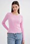 6931 Women's Buttoned Ribbed Knit Cardigan Pink - 4