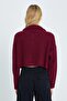 6752 Women's Crop Zipper Sweater Claret Red - 6