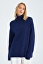 6907 Women's Twill Detailed Knitwear Sweater Navy Blue
