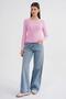 6931 Women's Buttoned Ribbed Knit Cardigan Pink - 2