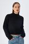6854 Women's High Neck Crop Knit Sweater Black