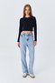 6727 Women's Crew Neck Crop Knitwear Sweater Black - 6