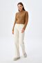 6855 Women's High Neck Braided Knitwear Sweater Camel - 2