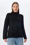 6849 Women's Seamless Stand Collar Knit Sweater Black