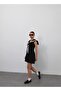 Women's Black Contrast-Striped Collar-Detail Dress - 6