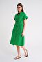 3972 Women's Belted Short Sleeve Shirt Collar Midi Dress Green - 4