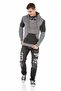 Cp253 Hooded Textured Gray Sweater